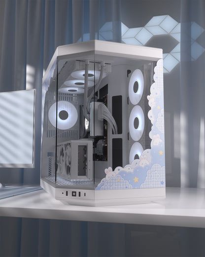 Dreamy Clouds PC Case Skin compatible with Hyte Y70 - Kawaii Style Decal Sticker - Cute Gaming Setup