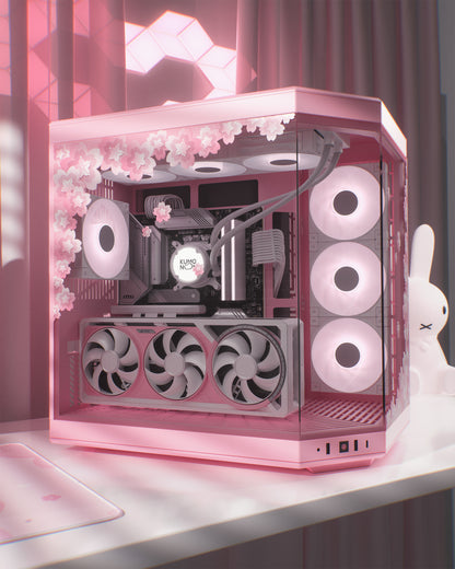 Sakura PC Case Skin compatible with Hyte Y70 - Cherry Blossom Decal Sticker - Pink Gaming Setup